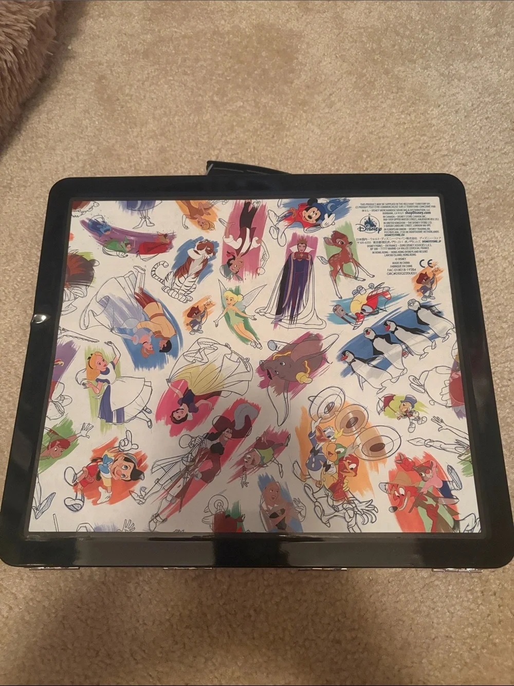 Disney Ink & Paint Tablet Case with Black Trim and Multicolor Artwork